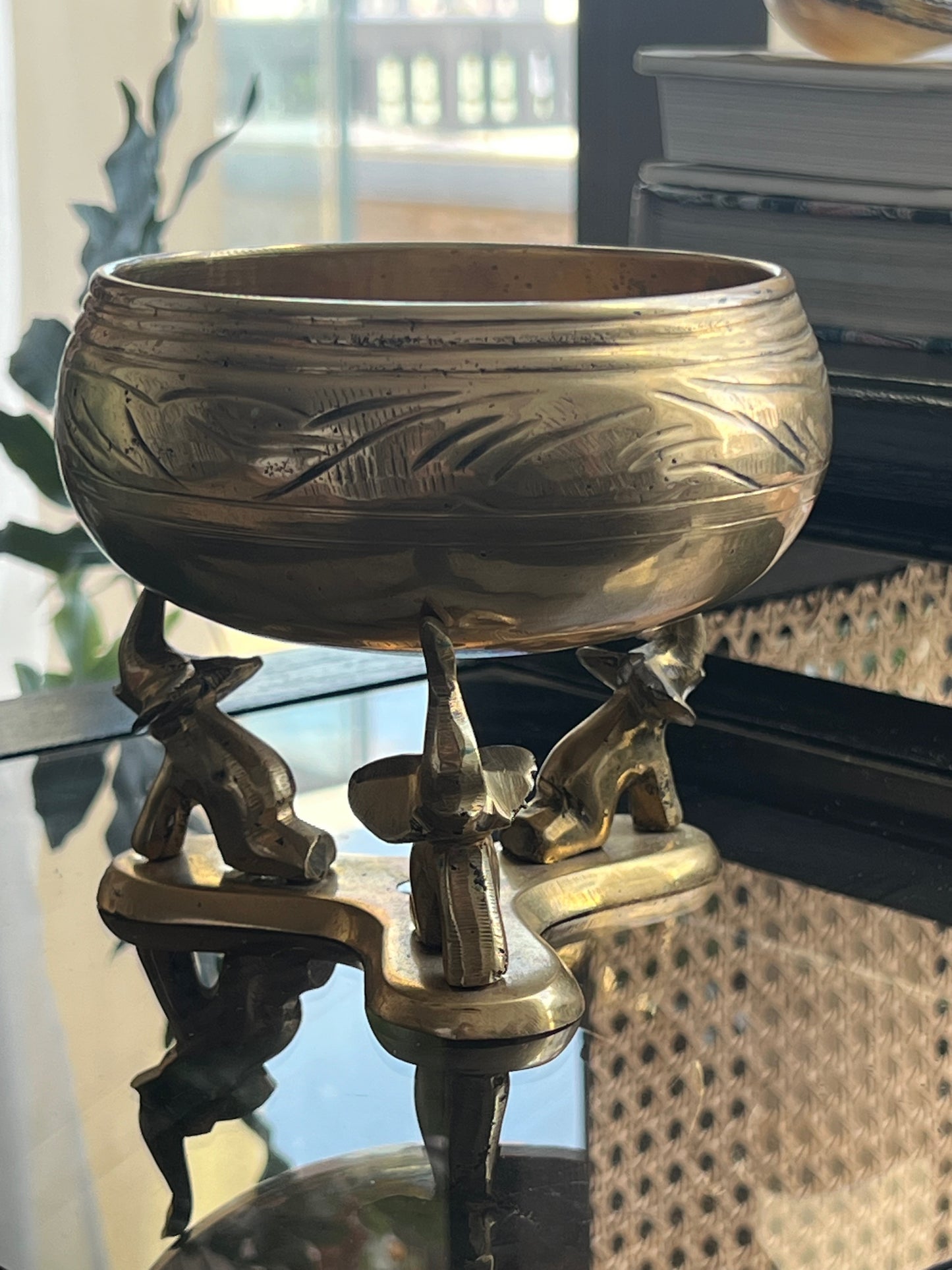 Muthu Brass Bowl and Elephant Stand