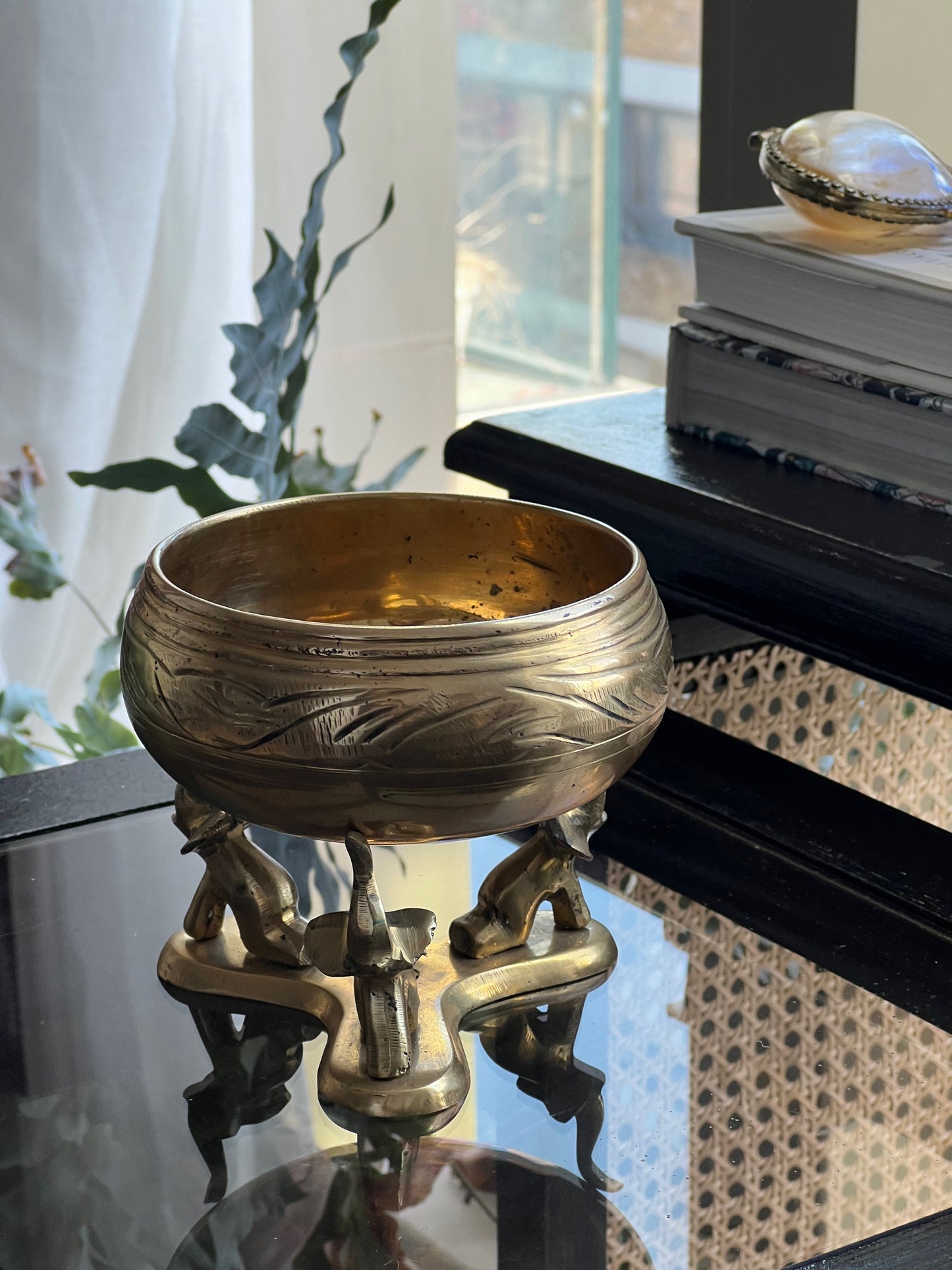 Muthu Brass Bowl and Elephant Stand