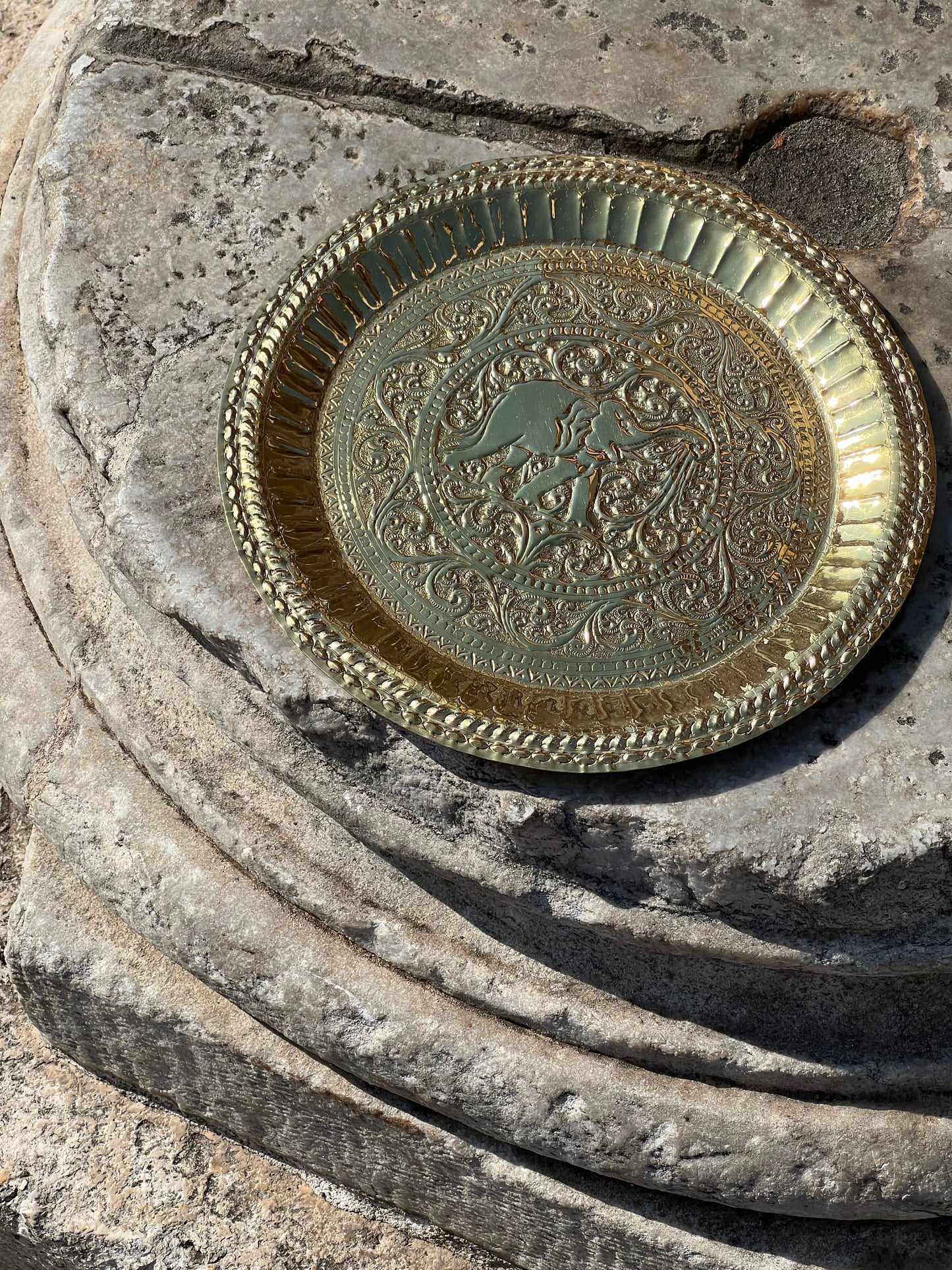Nanda Elephant Brass Platter