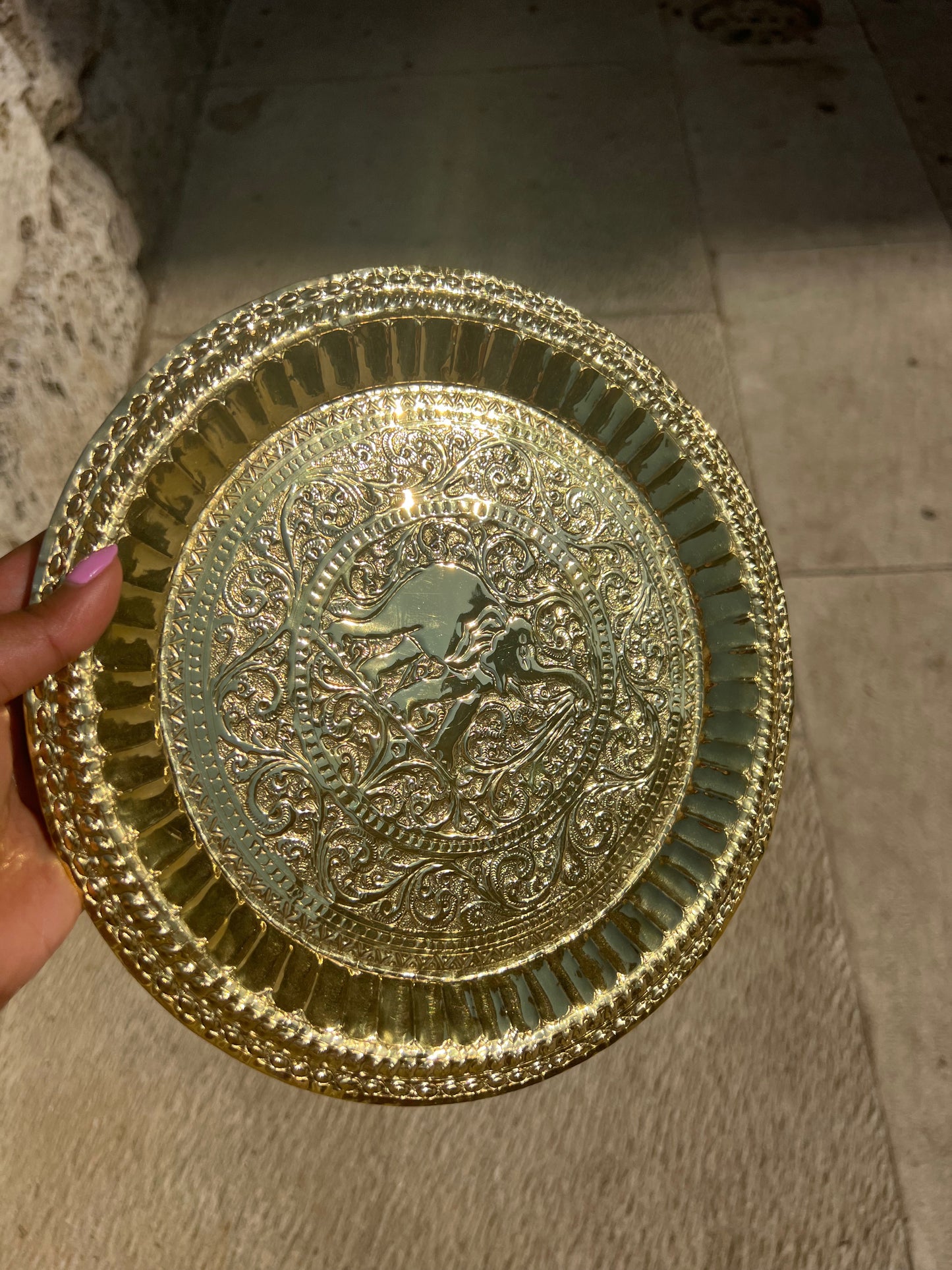 Nanda Elephant Brass Platter