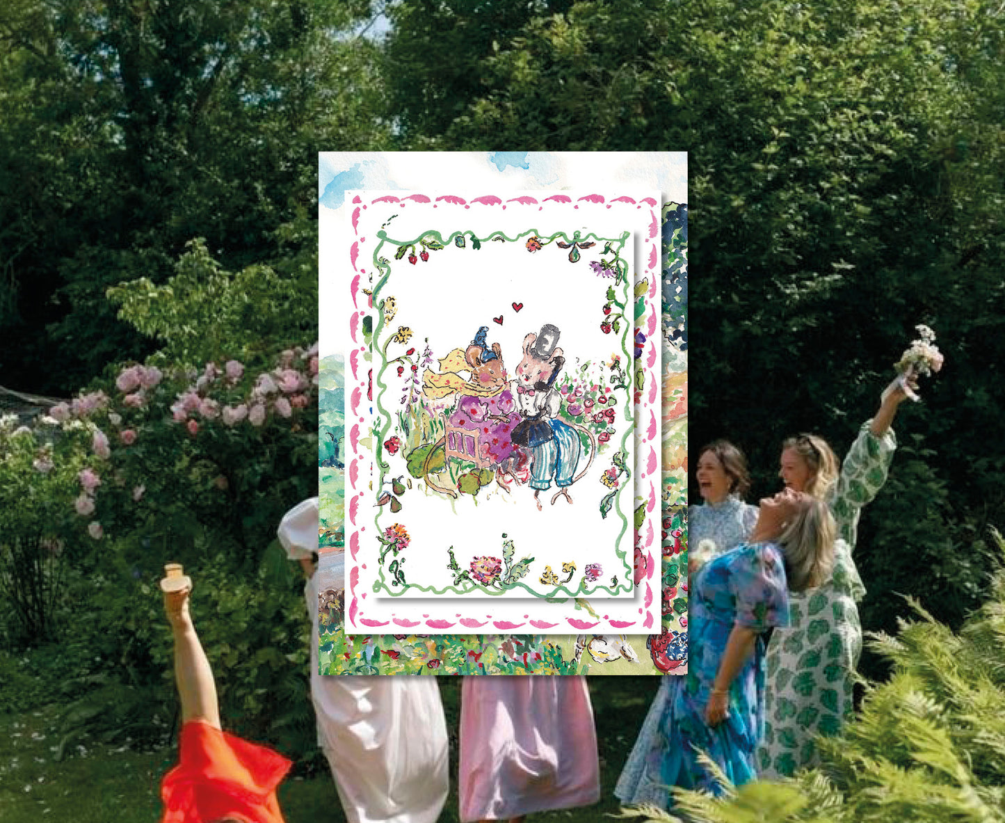 Hollyhocks at Hunsford Summer Wedding Stationery Template